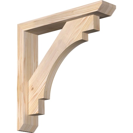 Ekena Millwork Merced Slat Smooth Bracket w/ Offset Brace, Douglas Fir, 3 1/2"W x 18"D x 18"H BKT0402X18X18MRC06SDF